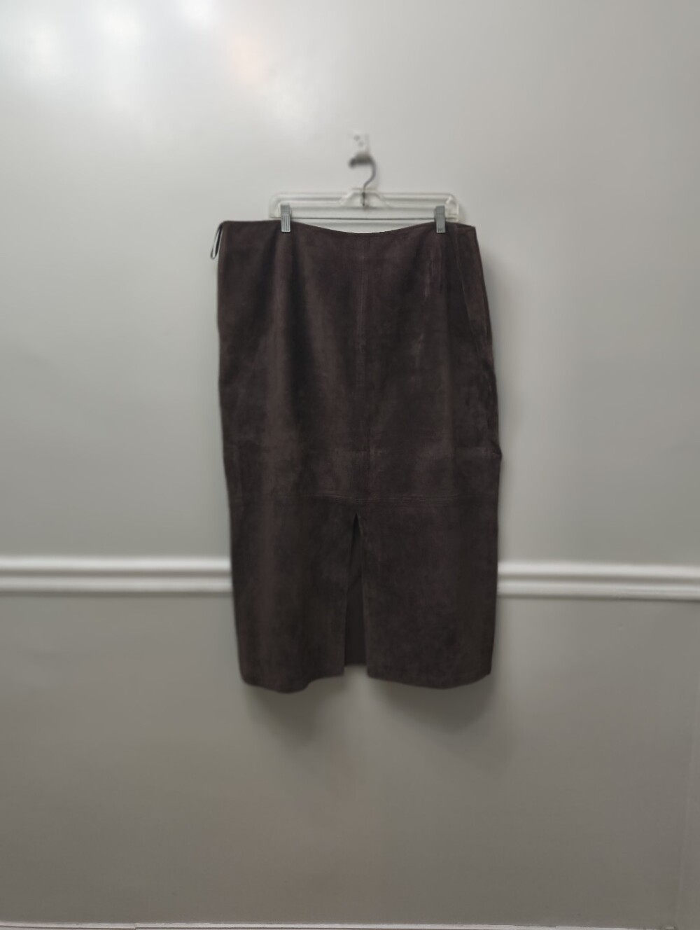 Vtg. Alfani 100% Genuine Leather Midi Skirt Brown Sz 20W Plus Y2 Western Vintage